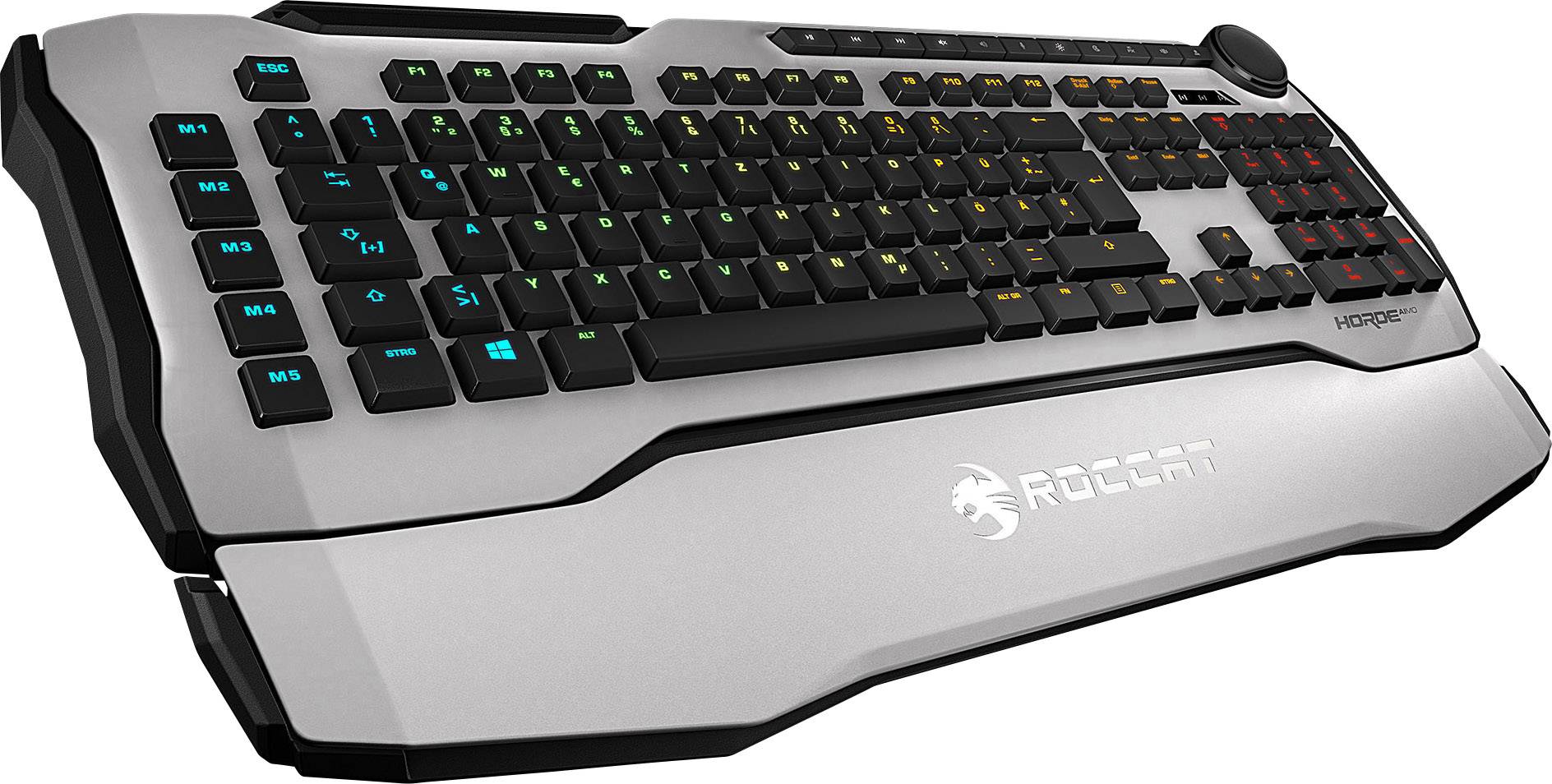 Roccat Horde AIMO - Membranical RGB Gaming Keyboard USB Gaming-Tastatur Beleuchtet, Handballenauflage, Integrierter