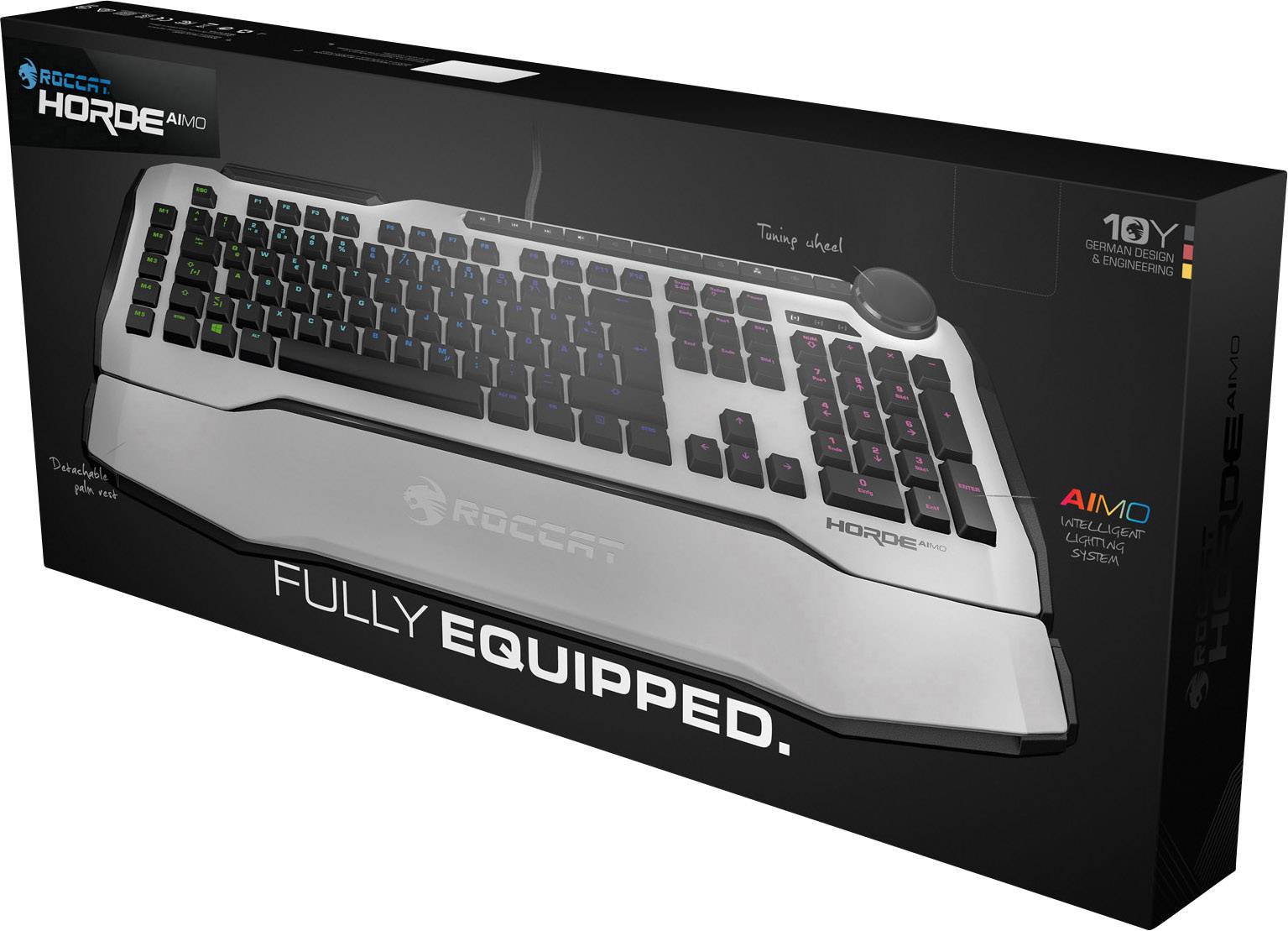 Roccat Horde AIMO - Membranical RGB Gaming Keyboard USB Gaming-Tastatur Beleuchtet, Handballenauflage, Integrierter