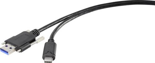 Renkforce USB-Kabel USB 3.2 Gen1 USB-A Stecker, USB-C® Stecker 1.00 m Schwarz schraubbar RF-3386040
