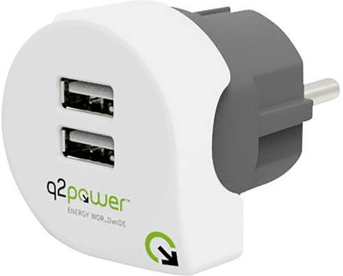 Q2 Power 3.300100 Zwischenstecker mit USB-Anschluss Weiß, Grün