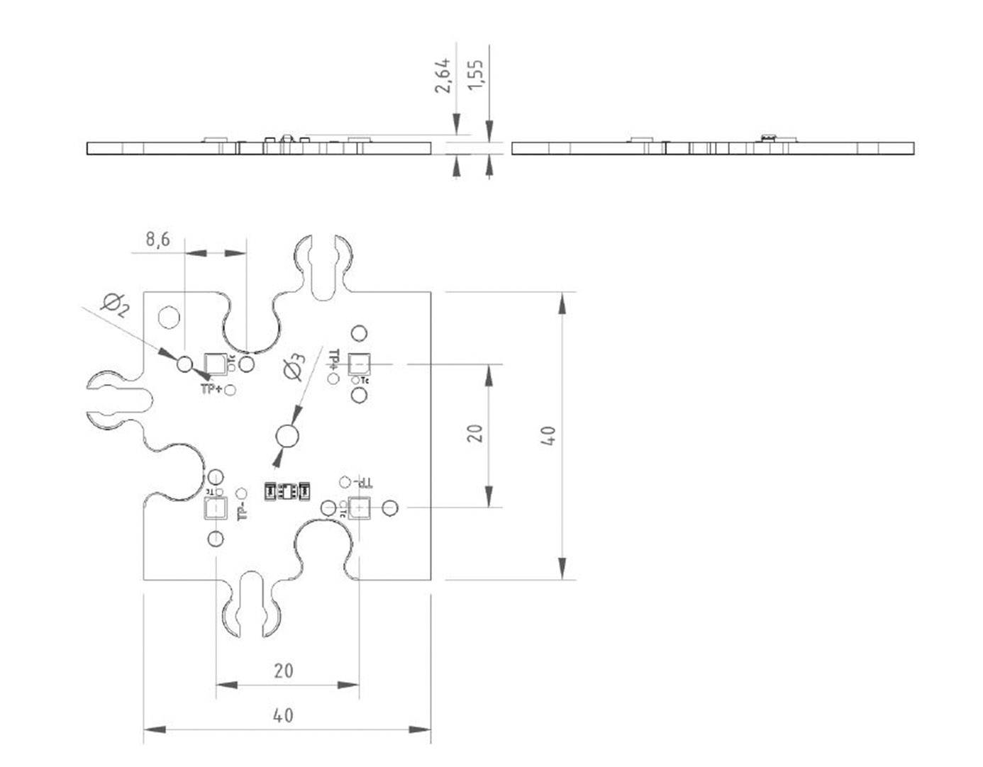 Lumitronix Flächen-LED ConextMatrix Randmodul Warmweiß (L x B x H) 40 x 40 x 4.64mm