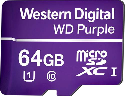 WD Purple microSDXC-Karte 64 GB Class 10, UHS-I optimiert für 24 h‑Betrieb, Wette