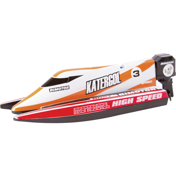Bateau RC débutant motorisé Invento Mini race Boat « Red » prêt à fonctionner (RtR) 140 mm