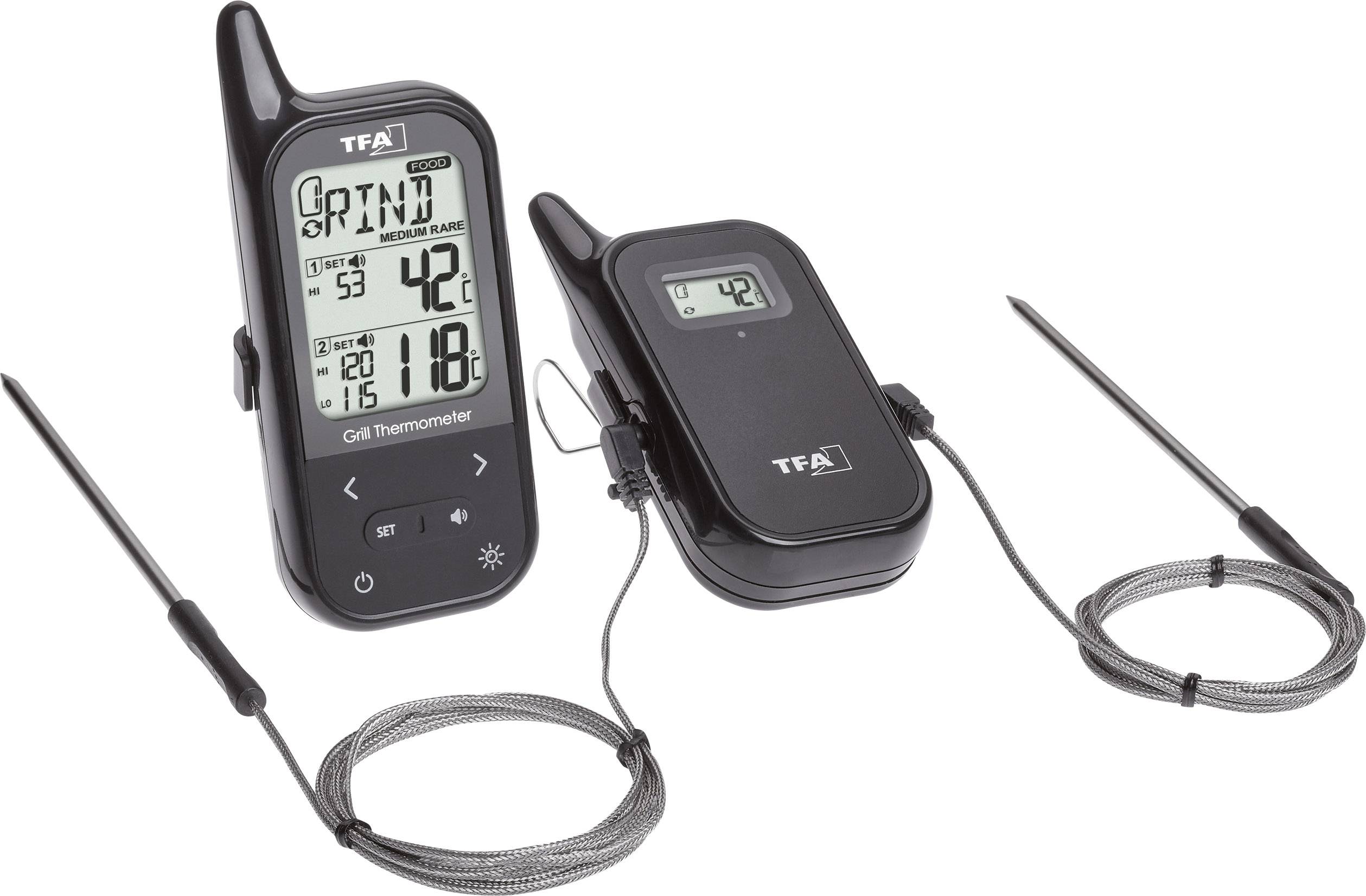 TFA Dostmann 14.1511.01 Grill-Thermometer Alarm, Kabelsensor, Ofen- und Kerntemperatur