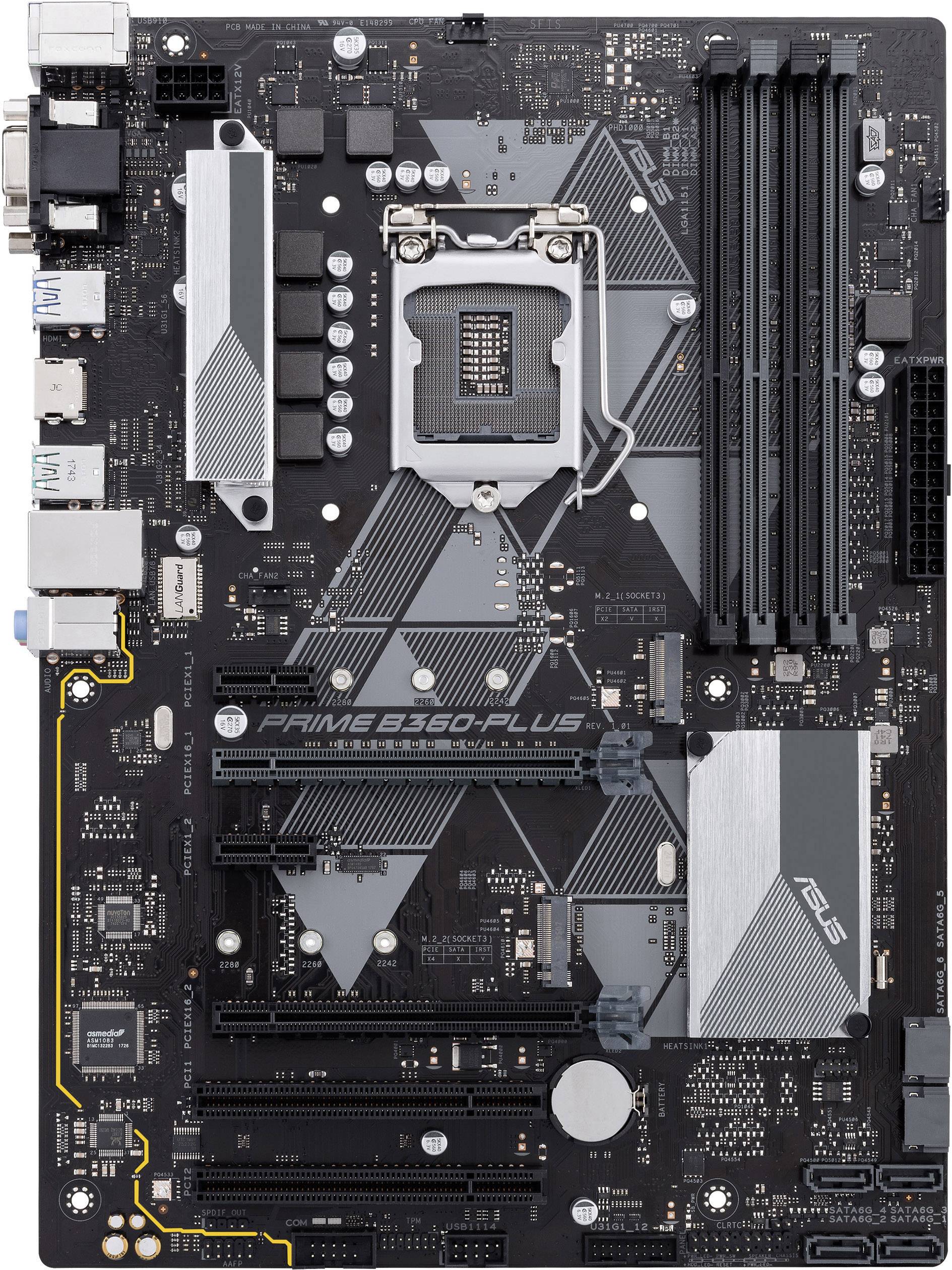Asus PRIME B360-PLUS Mainboard Sockel (PC) Intel® LGA 1151-V2 Formfaktor (Details) ATX Mainboard-Chipsatz Intel® B360