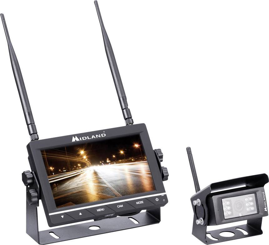 Midland Truck Guardian Funk-Rückfahrvideosystem 4 Kamera-Eingänge, Abstandshilfslinien, IR-Zusatzlicht, integriertes Mikrofon Festmontage, Schraubmo
