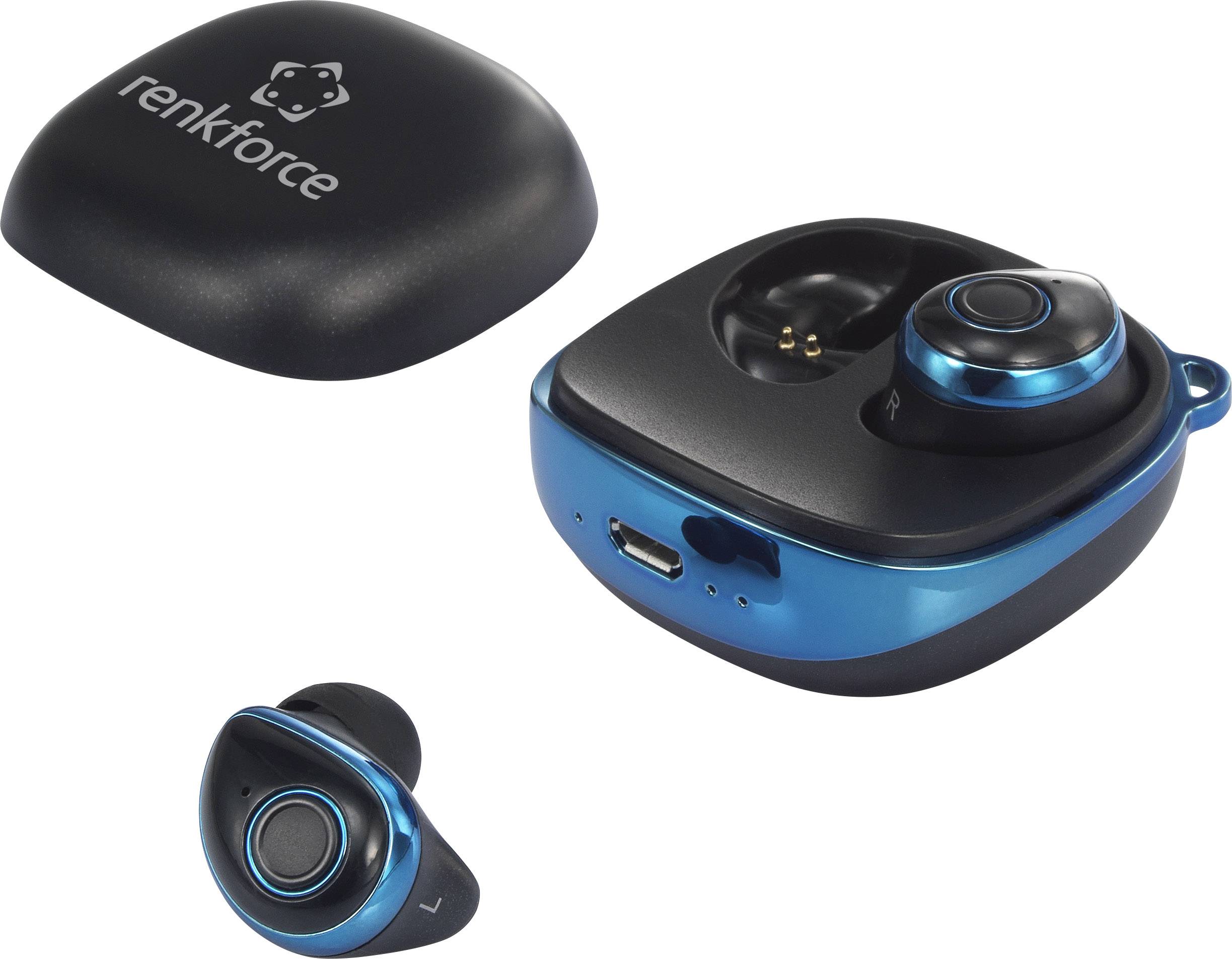 Renkforce RF-BTK-200 In Ear Kopfhörer Bluetooth® Blau, Schwarz Headset