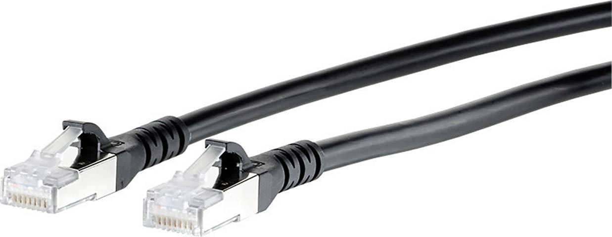 Metz Connect 130845A500-E RJ45 Patchkabel CAT 6a S/FTP 15.00 m Schwarz Geschirmt, Halogenfrei 1 St.