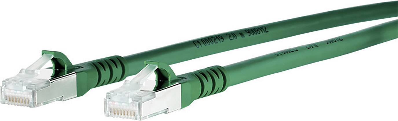 Metz Connect 130845A555-E RJ45 Netzwerkkabel, Patchkabel CAT 6a S/FTP 15.00 m Grün Geschirmt, Halogenfrei 1 St.