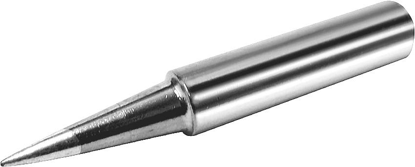 Lötkolben-Spitze aus Metall, konisch zulaufend. Sie wird verwendet, um Präzision beim Löten von elektronischen Bauteilen zu gewährleisten.