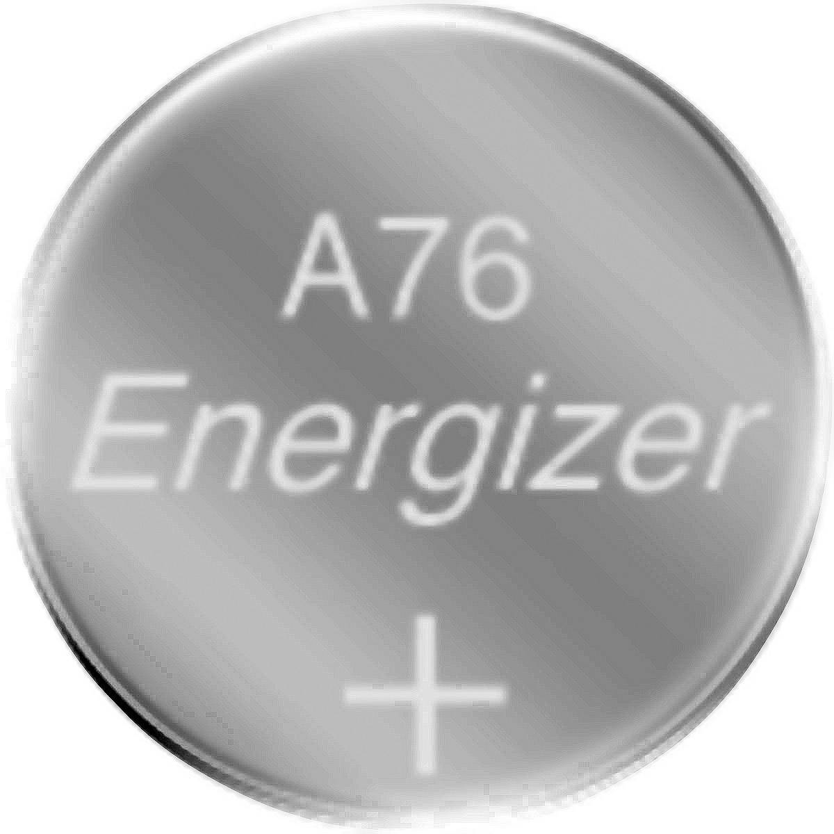 Runde A76 Energizer-Batterie mit Pluszeichen auf der Oberfläche.