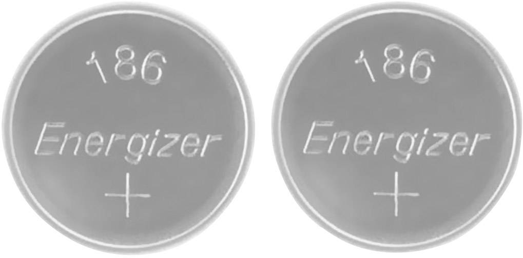 Zwei silberne Knopfzellen-Batterien mit der Aufschrift '186 Energizer'.
