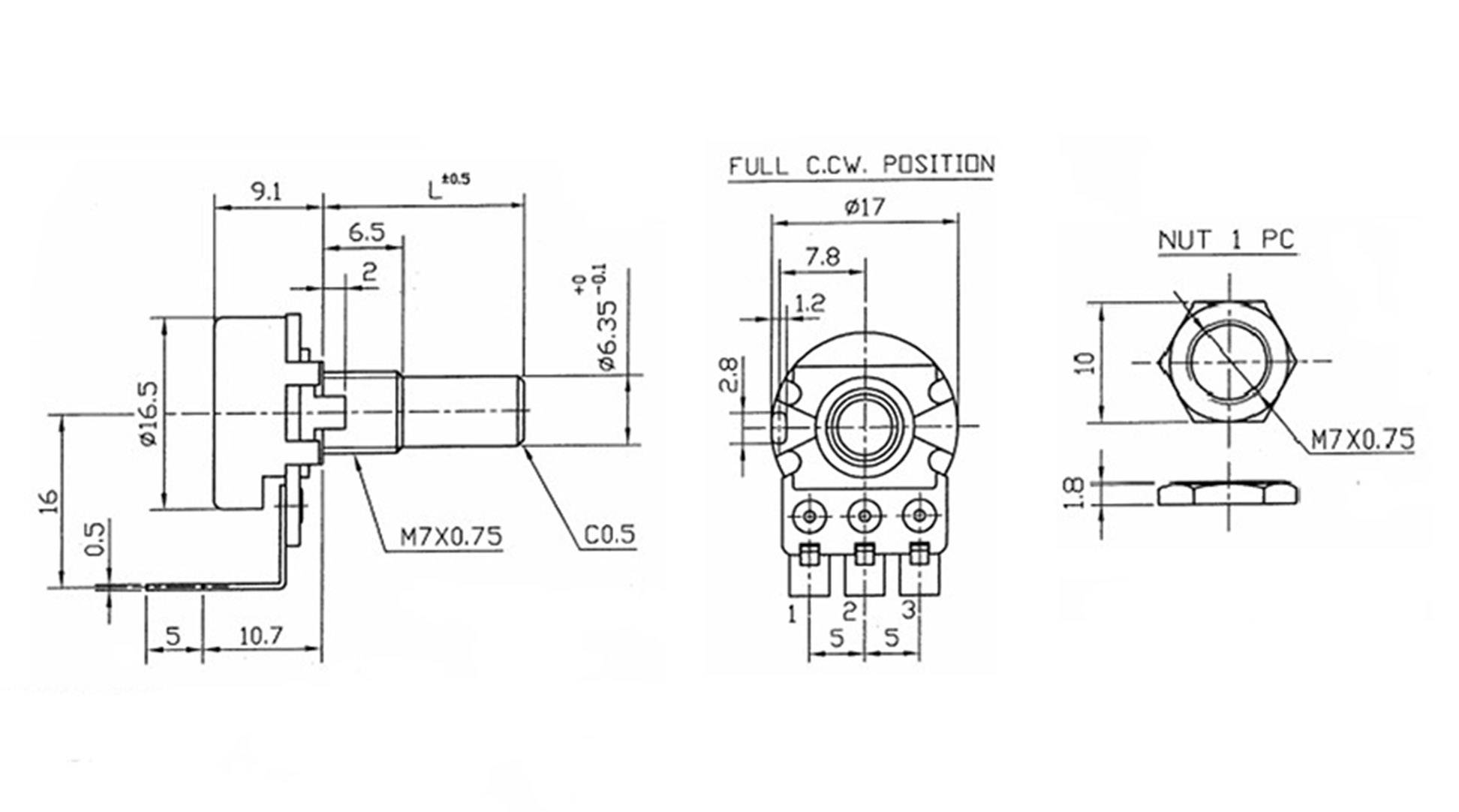 Alpha RV16AF-41-15R1-B100K RV16AF41B100KM Dreh-Potentiometer Mono 0.2 W 100 kΩ