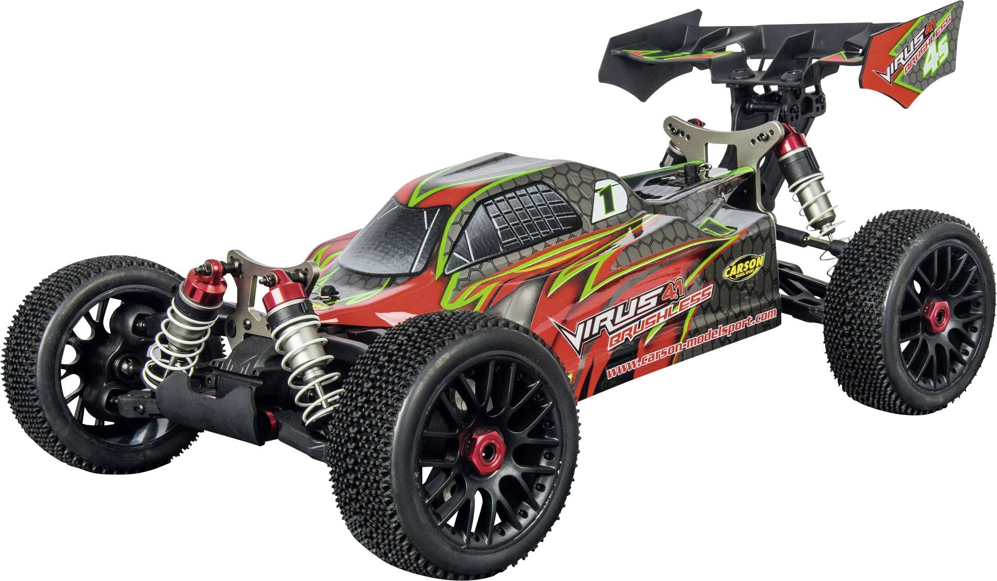 Carson Modellsport Virus 4.1 4S Brushless 1:8 RC Modellauto Elektro Buggy Allradantrieb (4WD) 100% RtR 2,4GHz inkl. Akku