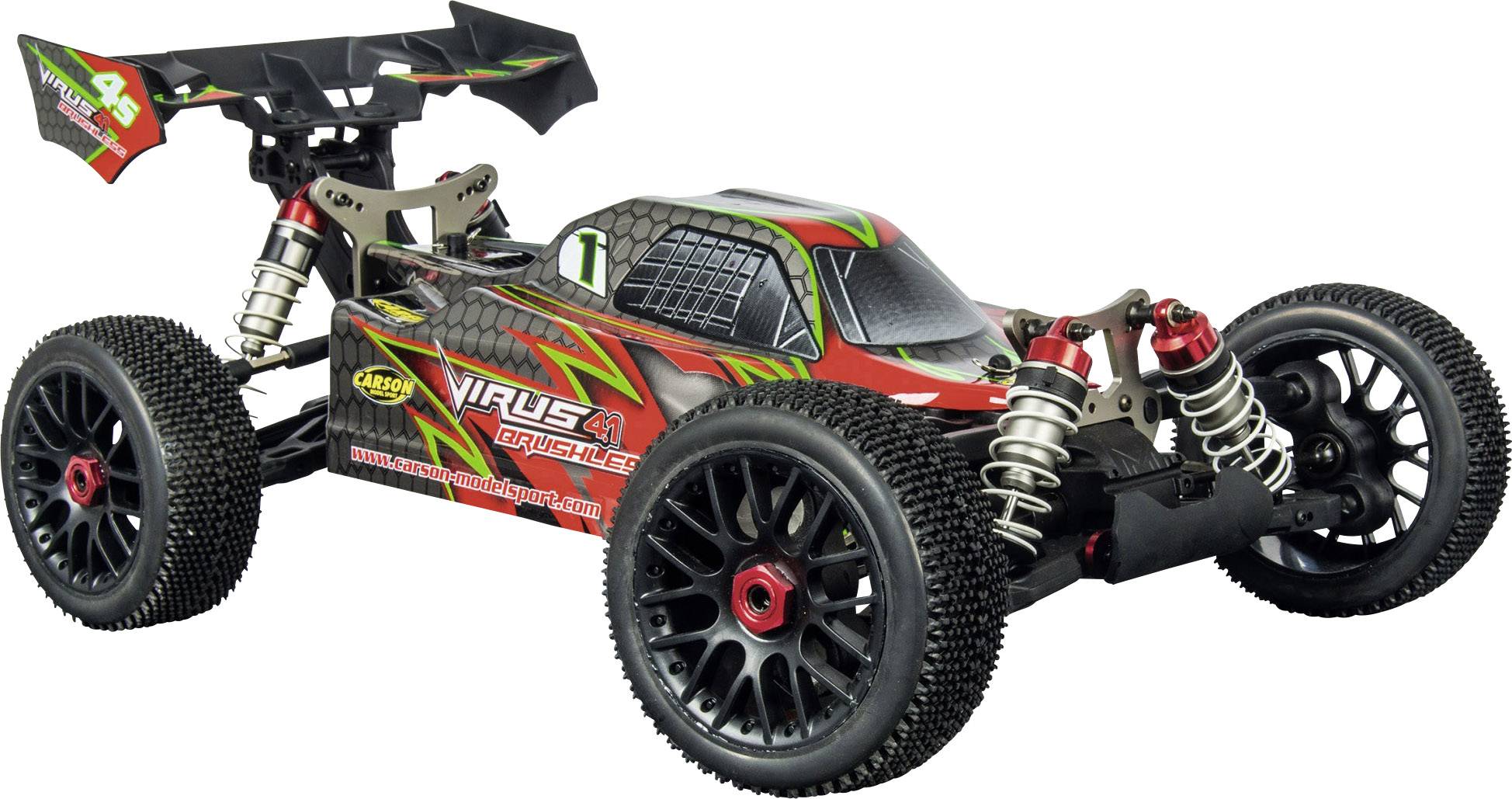 Carson Modellsport Virus 4.1 4S Brushless 1:8 RC Modellauto Elektro Buggy Allradantrieb (4WD) 100% RtR 2,4GHz inkl. Akku