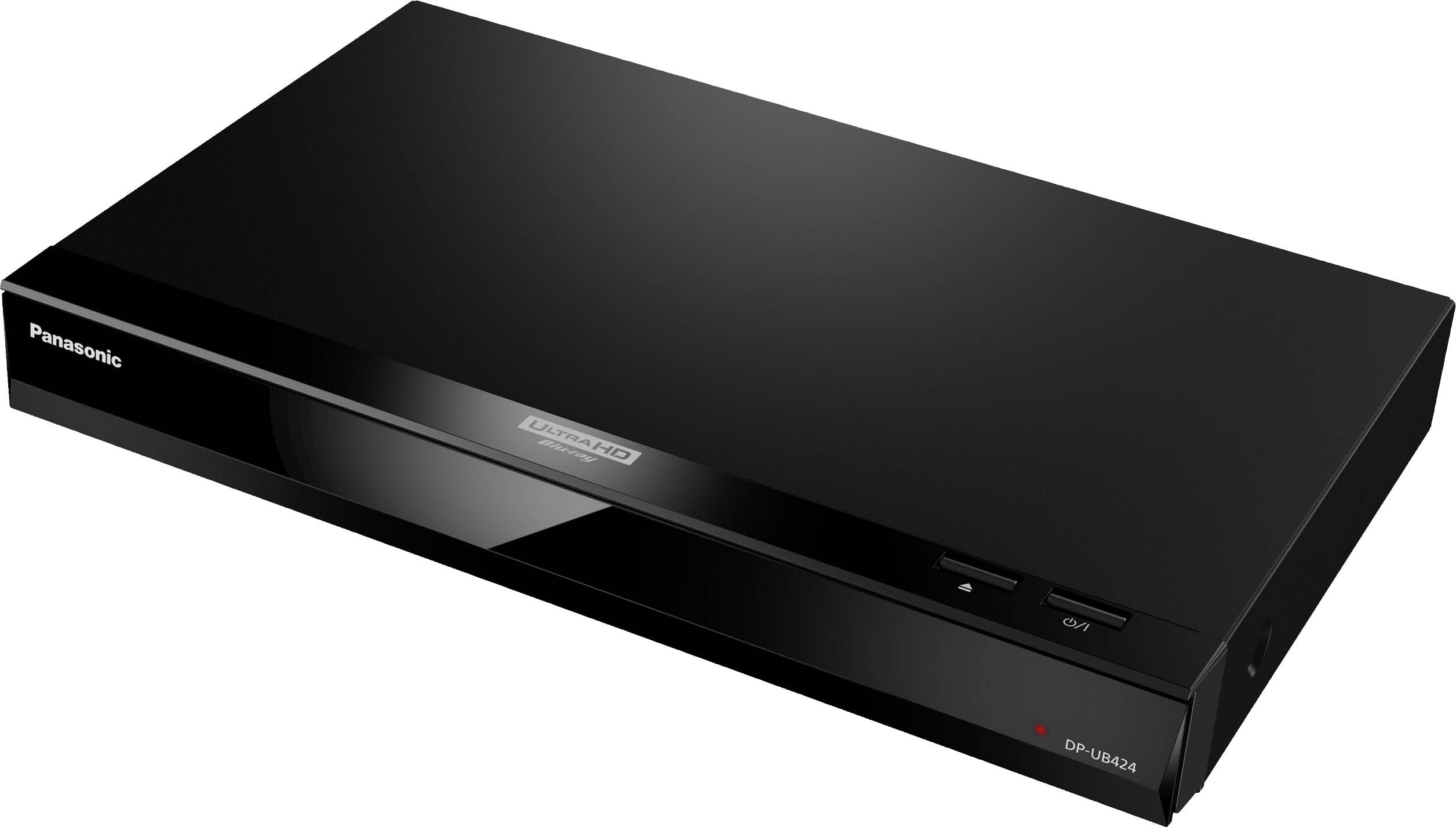 Ein schwarzer Panasonic Blu-ray-Player mit Tasten an der Vorderseite.