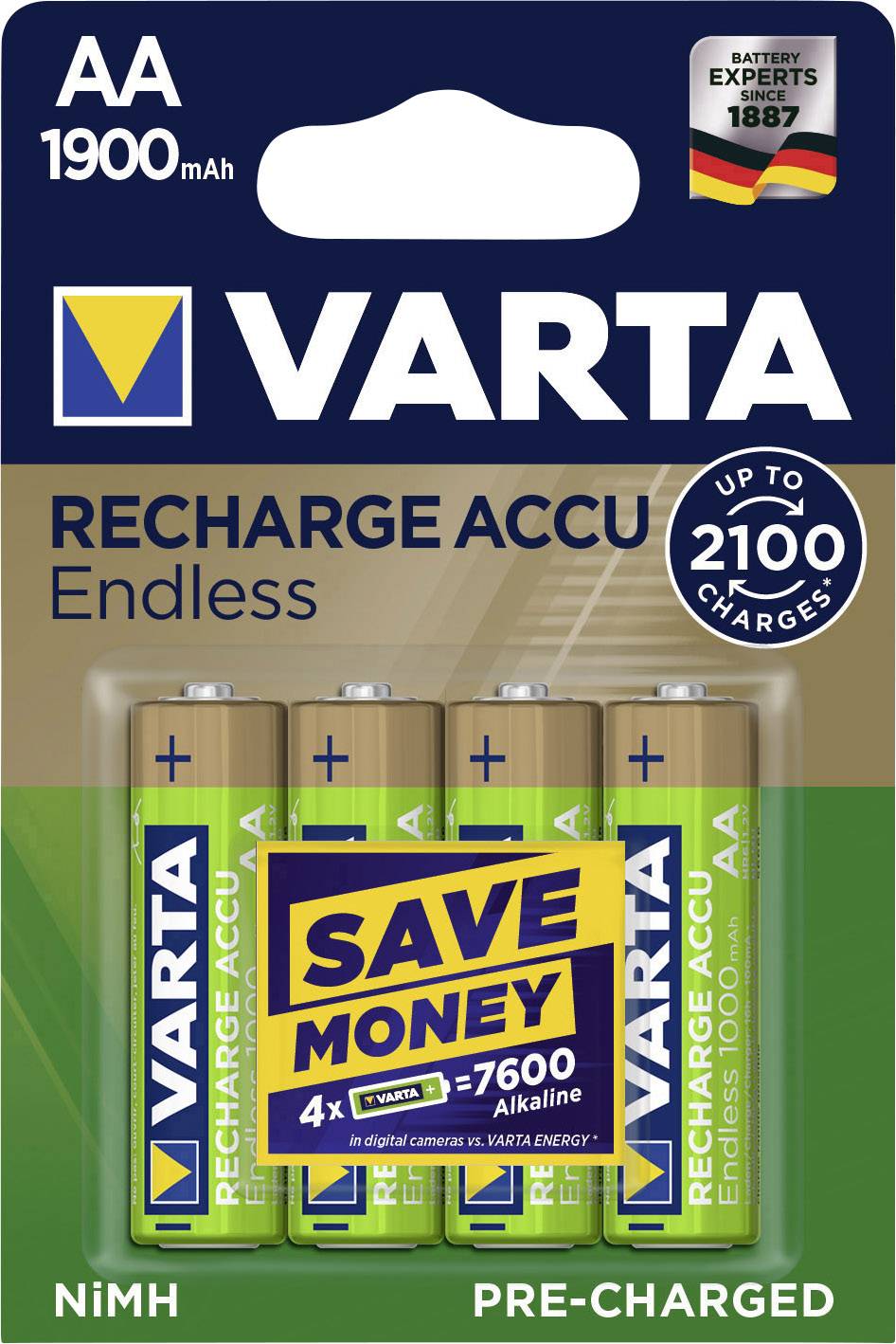 Varta Endless Ready to Use Mignon (AA)-Akku NiMH 1900 mAh 1.2 V 4 St.