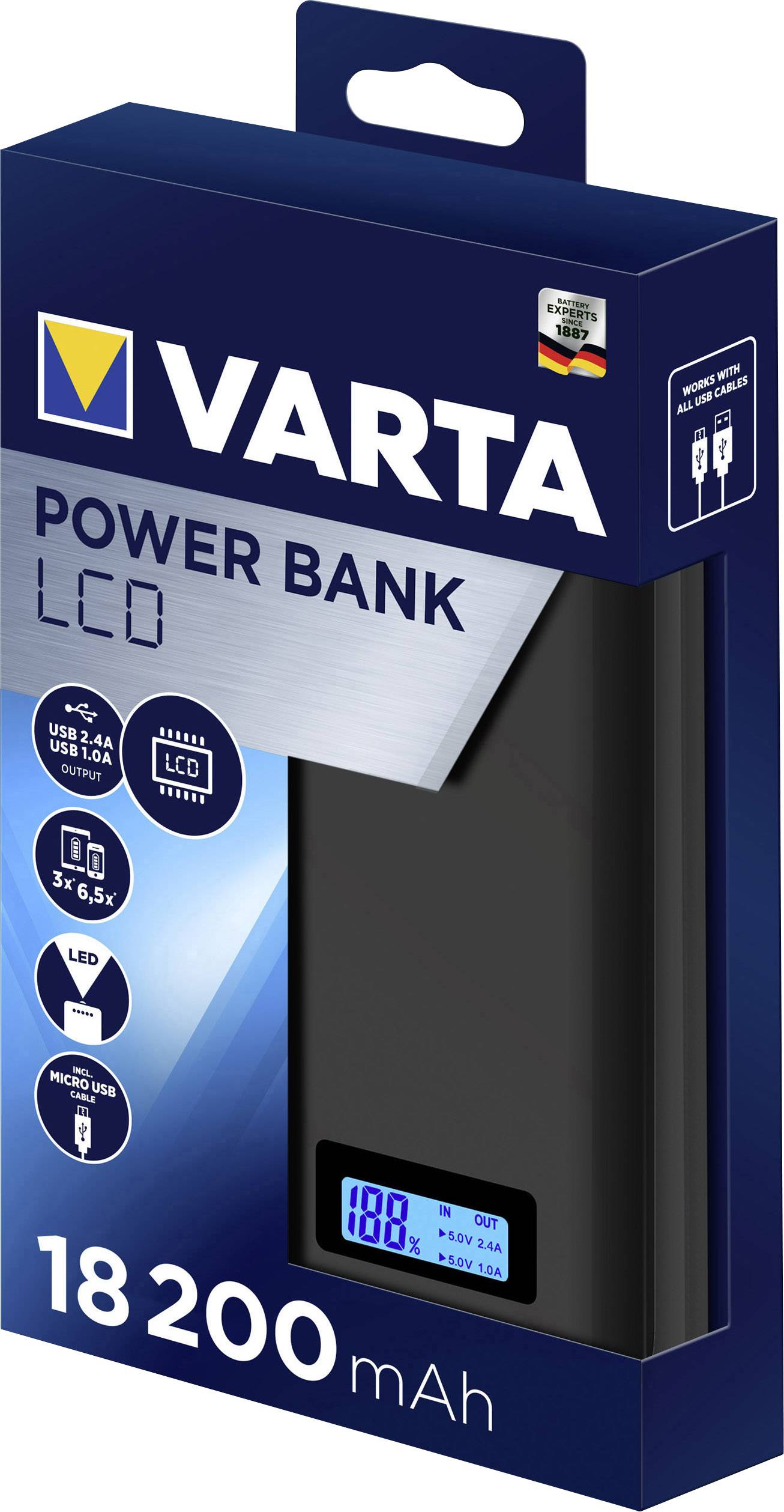 Varta LCD Powerbank 18200 mAh  Li-Ion  Anthrazit