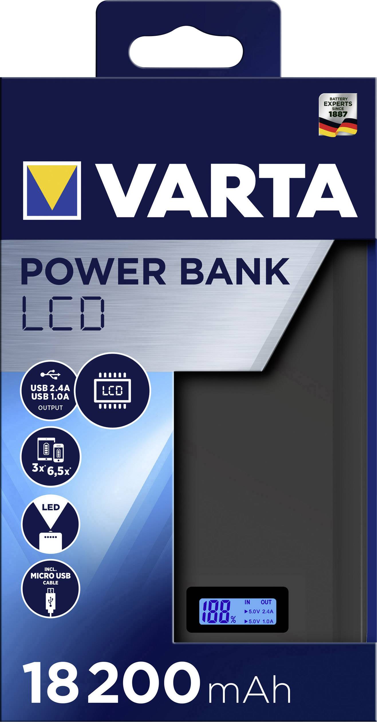 Varta LCD Powerbank 18200 mAh  Li-Ion  Anthrazit