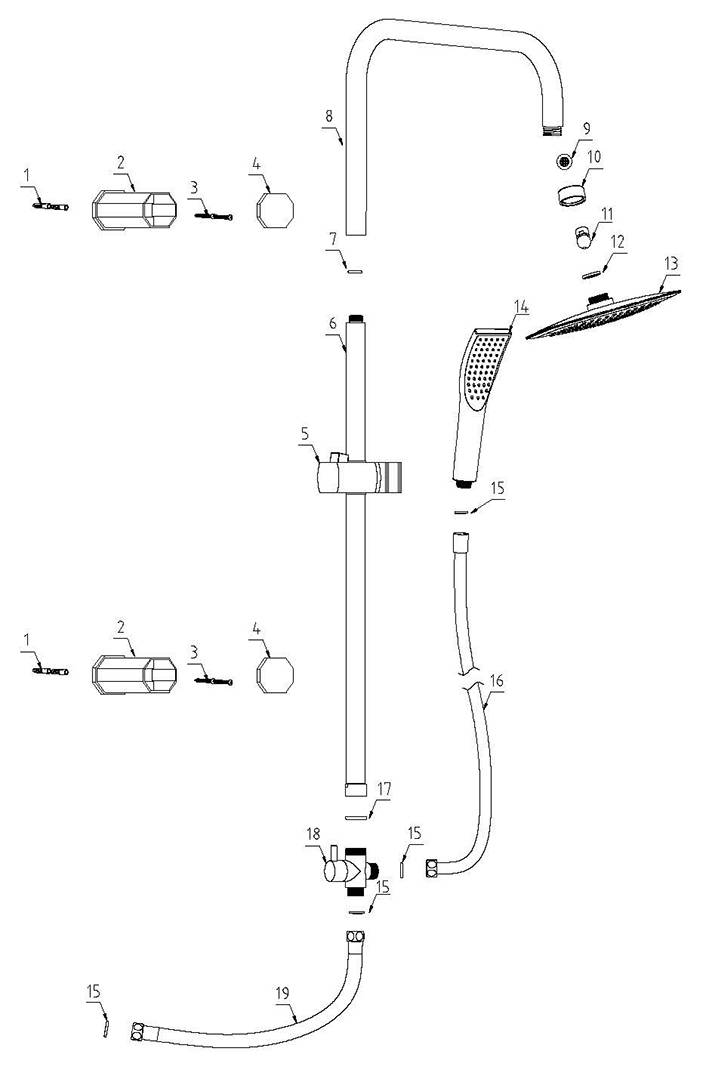 eisl DX12006 Duschsäule 1/2 Zoll Chrom