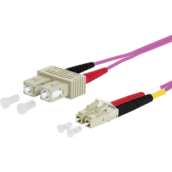 Metz Connect 151S1EOJO50E fibre optique FO Câble de raccordement [2x SC mâle - 2x LC mâle] 50/125 µ Multimode OM4 5.00 m
