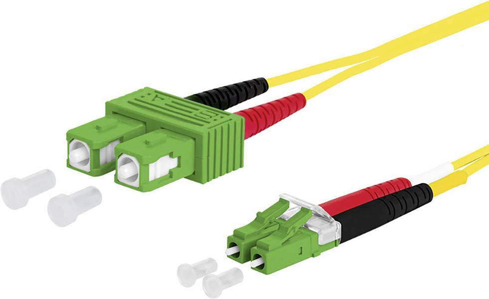 Metz Connect 151P1EAJA10E Glasfaser LWL Anschlusskabel 1.00 m Gelb [2x SC APC-Stecker - 2x LC-Steck