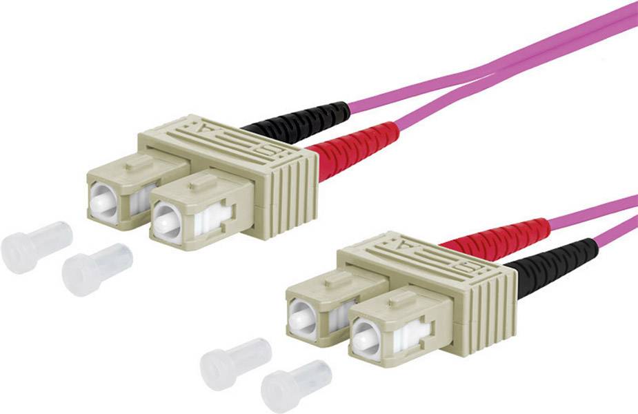 Metz Connect 151S1EOEO20E Glasfaser LWL Anschlusskabel 2.00 m Violett [2x SC-Stecker - 2x SC-Stecker] 50/125 µ Multimode OM4