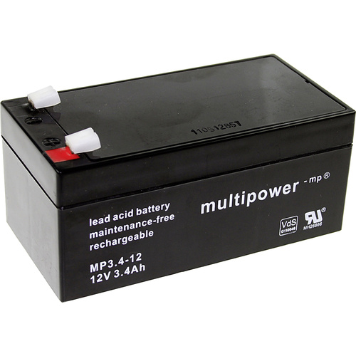 Multipower PB-12-3,4-4,8 MP3,4-12 Bleiakku 12 V 3.4 Ah Blei-Vlies (AGM) (B x H x T) 134 x 66.5 x 67