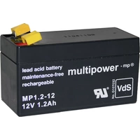 Multipower PB-12-1,2-4,8 MP1,2-12 Bleiakku 12V 1.2Ah Blei-Vlies (AGM) (B x H x T) 97 x 59 x 43mm Flachstecker 4.8mm Wartungsfrei Multipower PB-12-1,2-4,8 MP1,2-12 Bleiakku 12V 1.2Ah Blei-Vlies (AGM) (B x H x T) 97 x 59 x 43mm Flachstecker 4.8mm Wartungsfrei