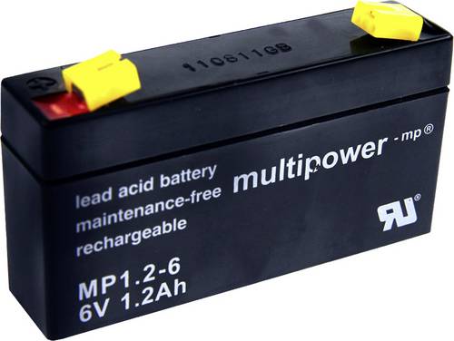 Multipower PB-6-1,2-4,8 MP1,2-6 Bleiakku 6 V 1.2 Ah Blei-Vlies (AGM) (B x H x T) 97 x 57 x 25 mm Fl