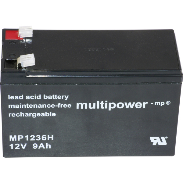 Batterie au plomb 12 V 9 Ah multipower PB-12-9-6,35 plomb (AGM) (l x H x P) 151 x 102 x 65 mm cosses plates 6,35 mm sans