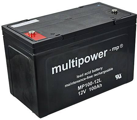 Multipower PB-12-100 MP100-12L Bleiakku 12V 100Ah Blei-Vlies (AGM) (B x H x T) 338 x 217 x 170mm M6-Schraubanschluss Wartungsfrei