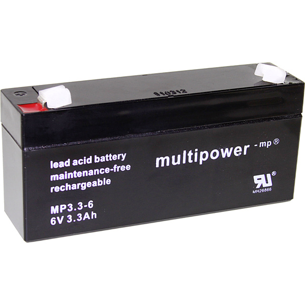 Multipower PB-6-3,3-4,8 MP3,3-6 Bleiakku 6 V 3.3 Ah Blei-Vlies (AGM) (B x H x T) 134 x 65 x 34 mm F