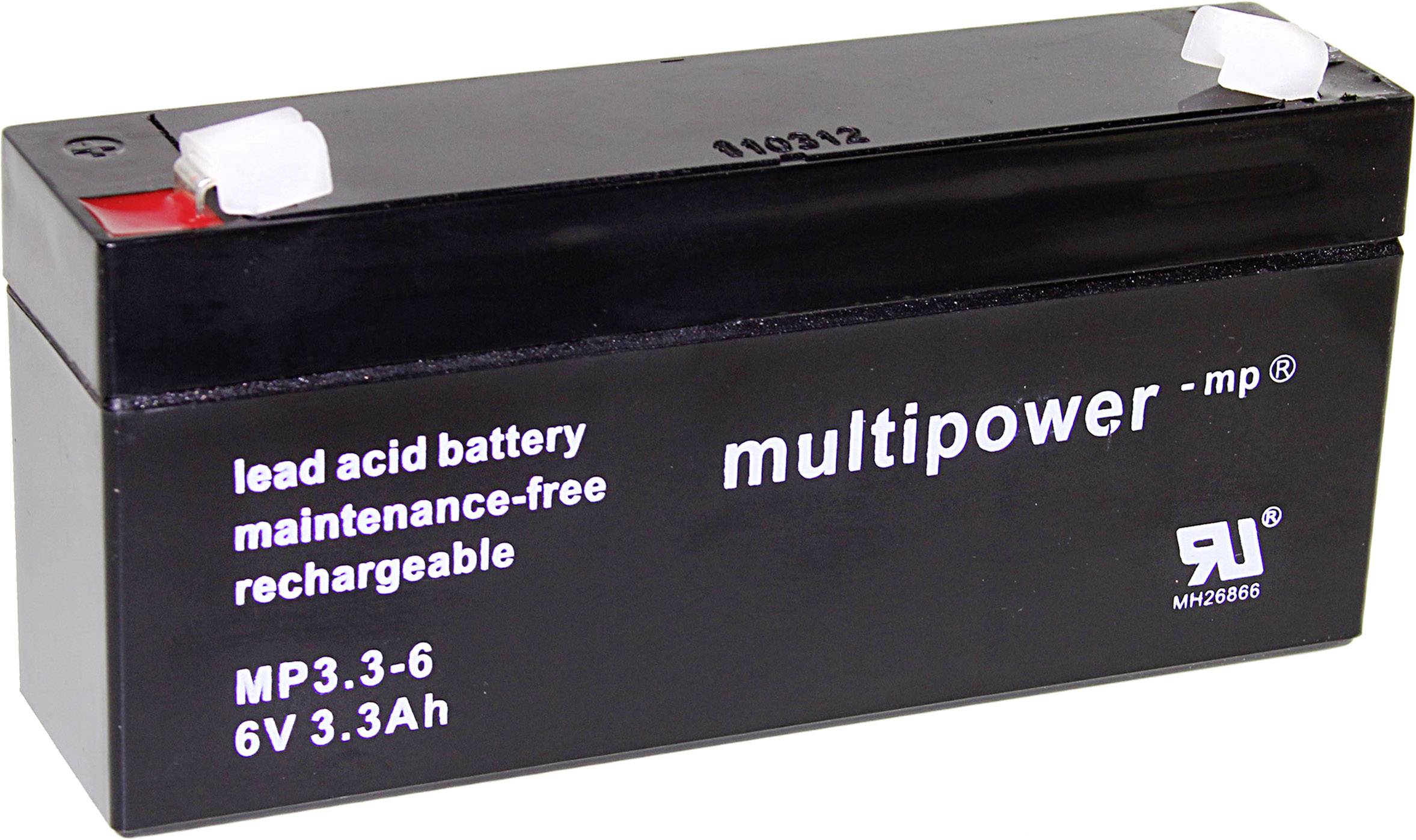 Multipower PB-6-3,3-4,8 MP3,3-6 Bleiakku 6 V 3.3 Ah Blei-Vlies (AGM) (B x H x T) 134 x 65 x 34 mm F