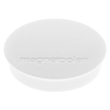 Eine runde, weiße Dose mit dem eingeprägten Schriftzug 'magnetoplan' auf dem Deckel.