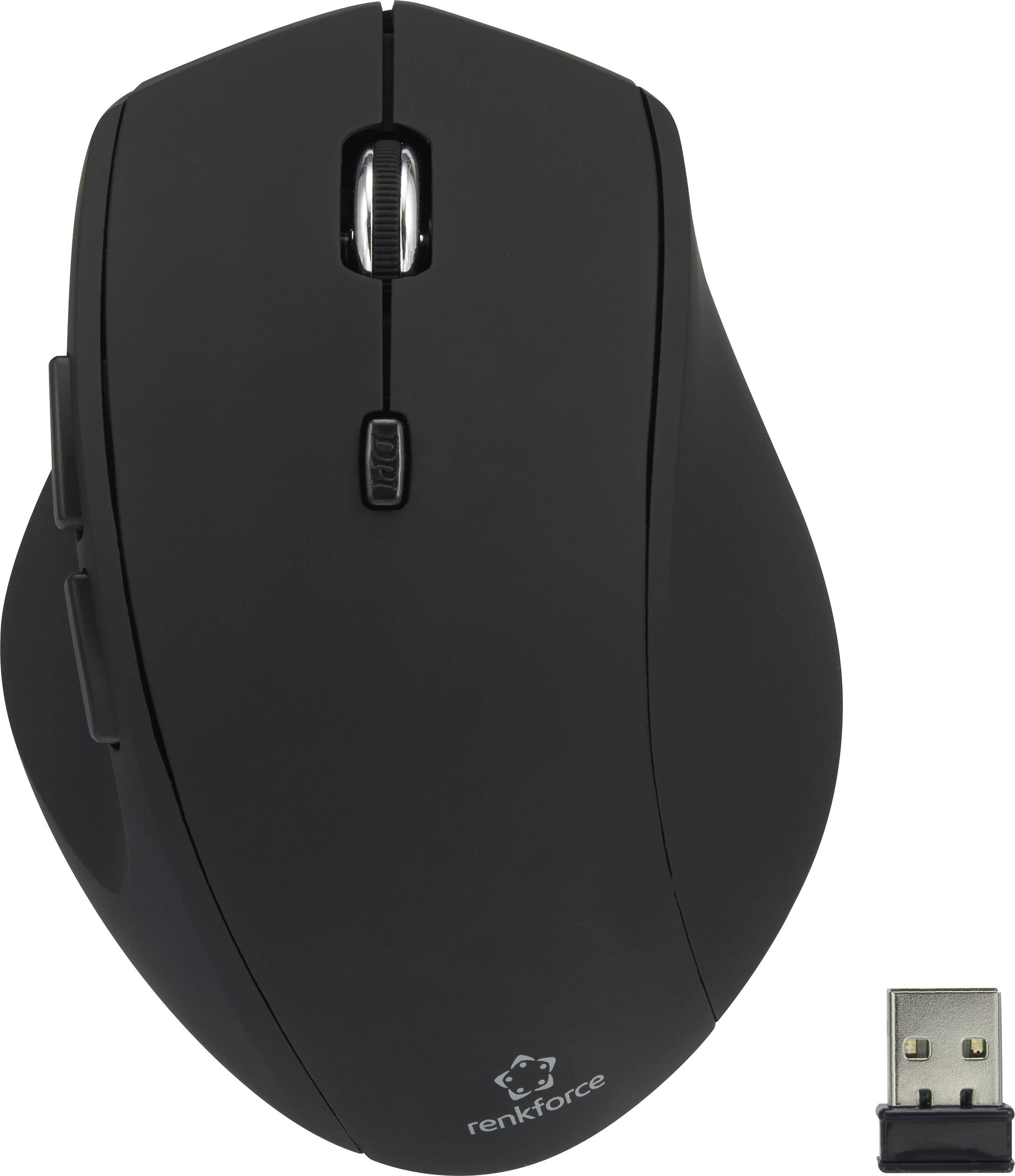 Renkforce RF-FM-CHARGE1 Maus Funk Optisch Schwarz 6 Tasten 1600 dpi Wiederaufladbar