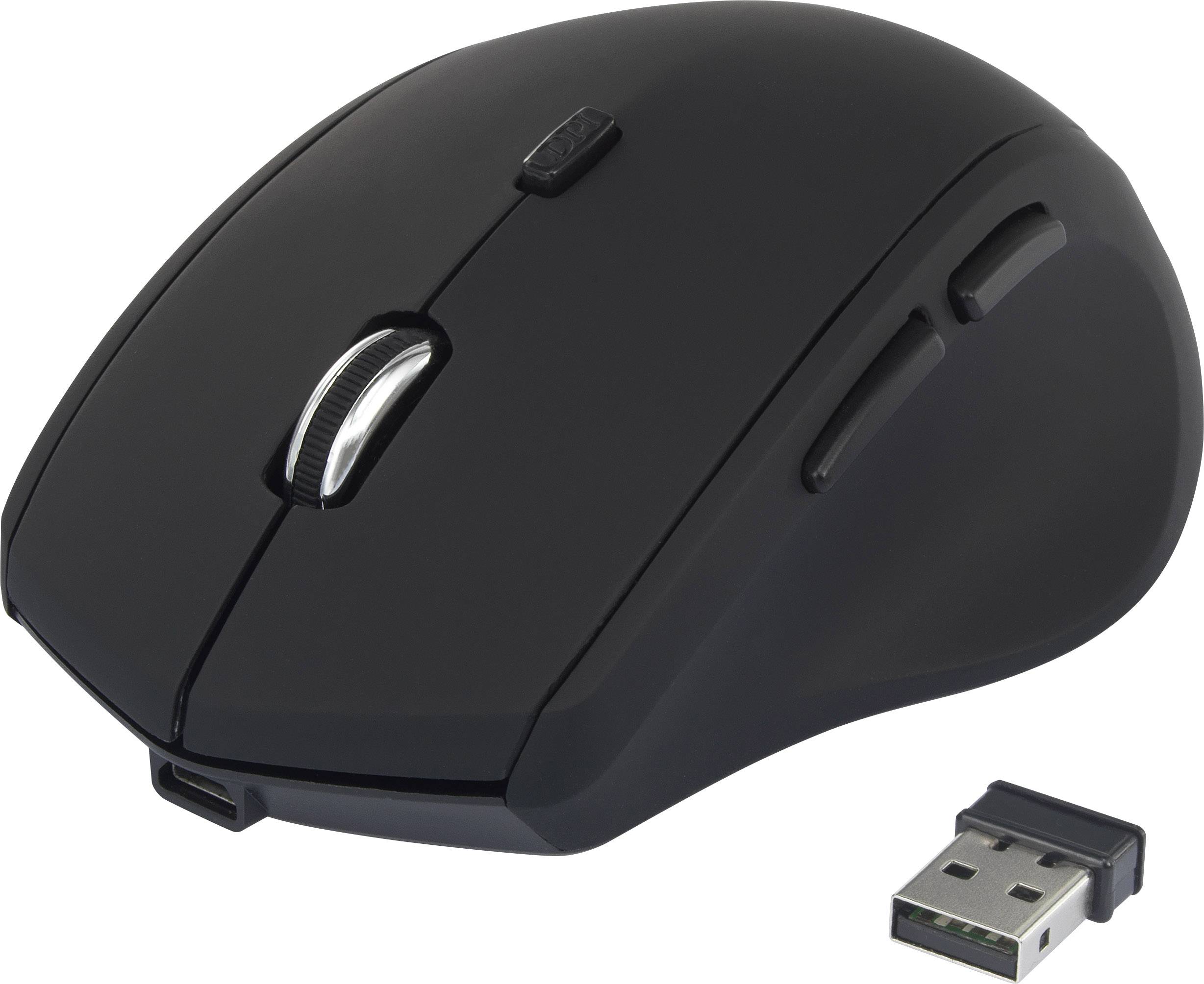 Renkforce RF-FM-CHARGE1 Maus Funk Optisch Schwarz 6 Tasten 1600 dpi Wiederaufladbar