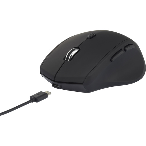 Renkforce RF-FM-CHARGE1 Mouse Radio Optical Black 6 Buttons 1600 dpi Rechargeable