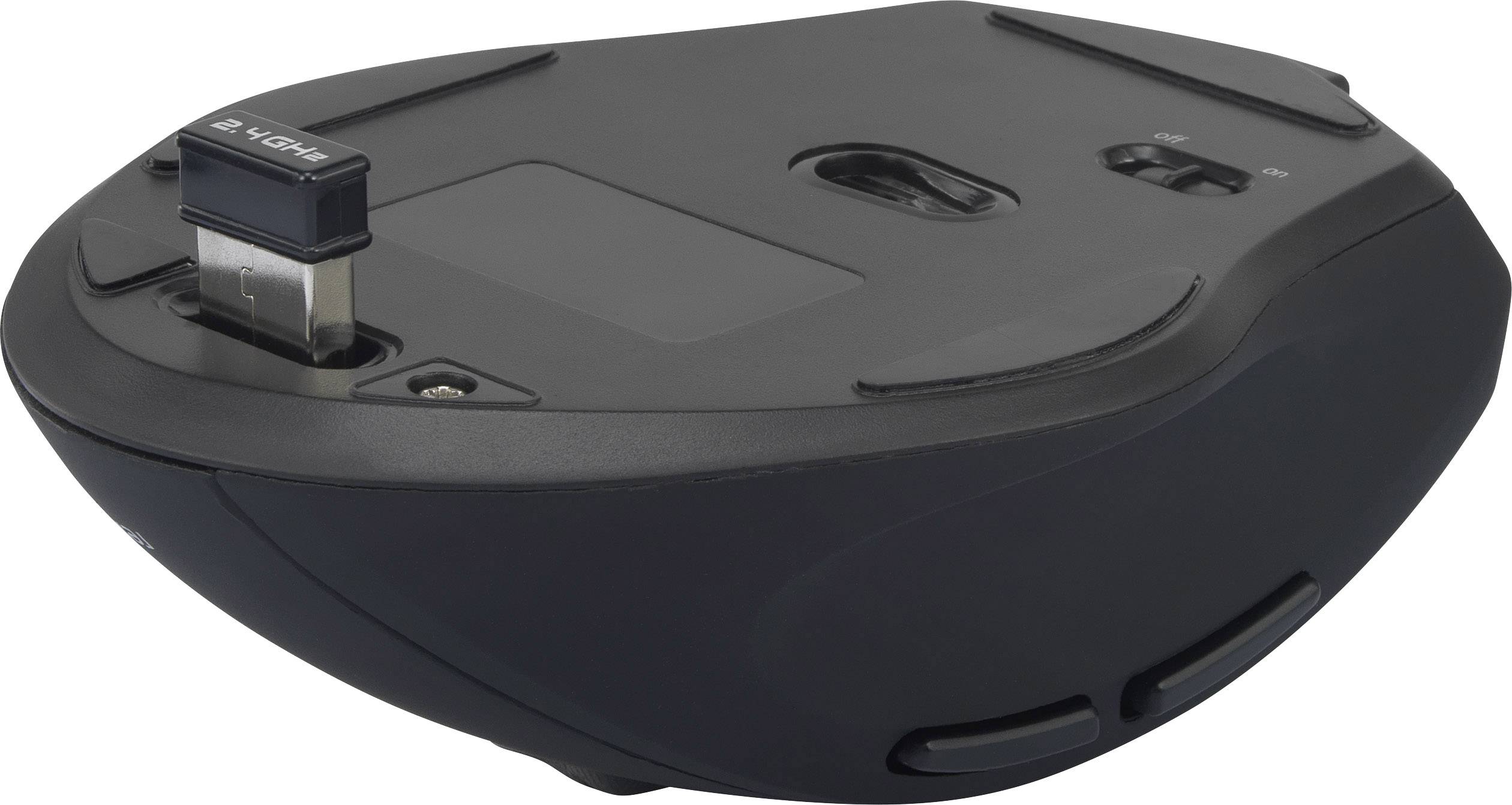 Renkforce RF-FM-CHARGE1 Maus Funk Optisch Schwarz 6 Tasten 1600 dpi Wiederaufladbar