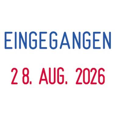 '24. Aug. 2026 eingegangen' in blau und rot geschrieben.