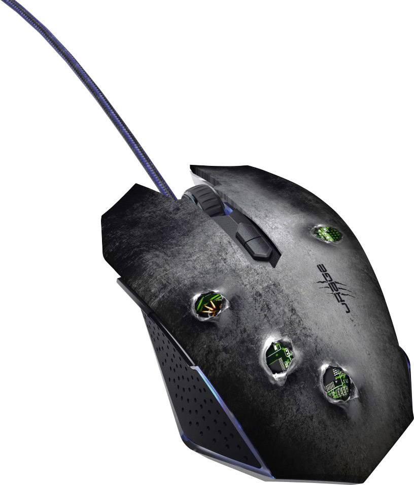 Urage Bullet Gaming-Maus USB Optisch Schwarz 7 Tasten 3000 dpi Beleuchtet