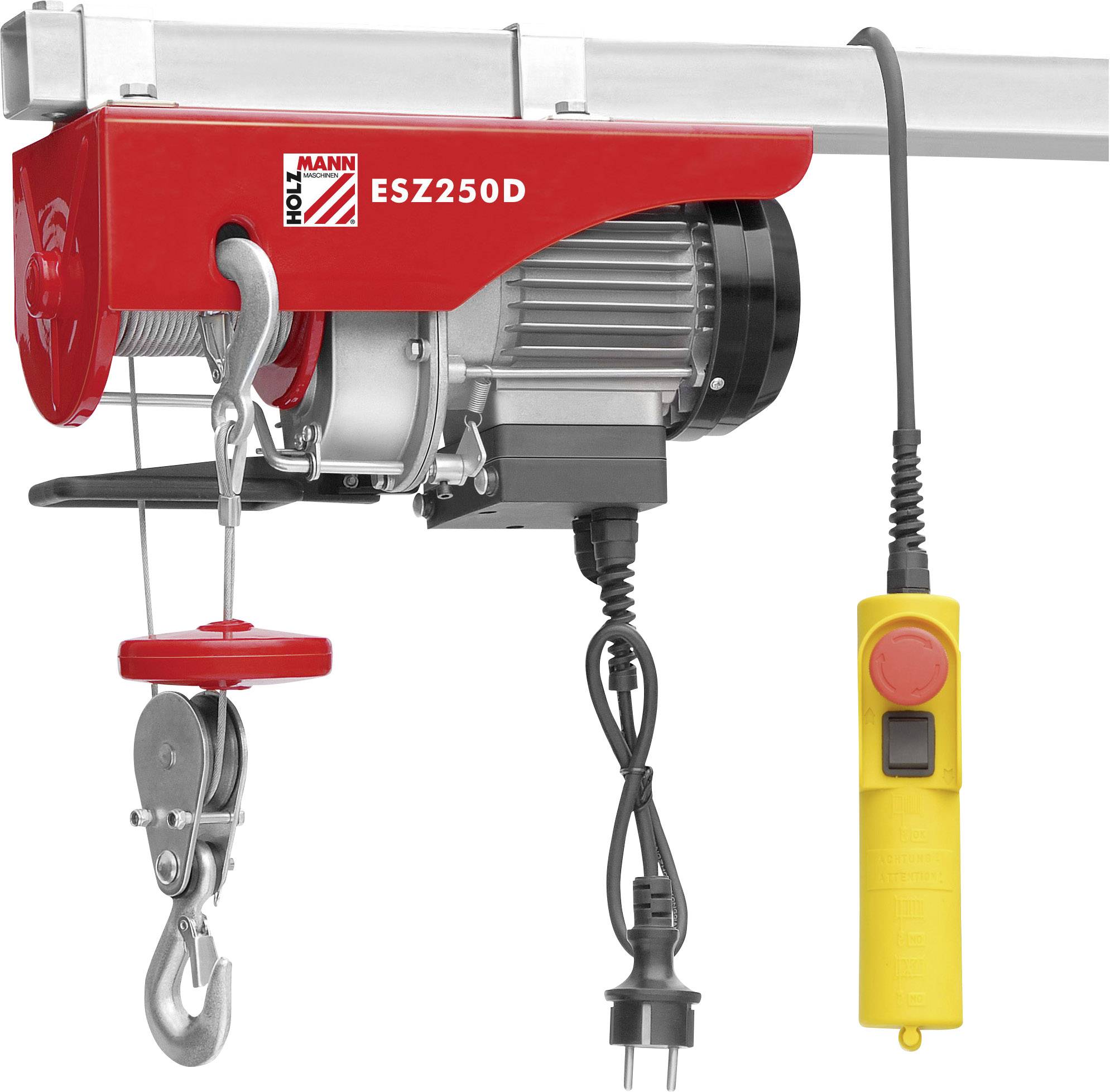 Holzmann Maschinen ESZ250D_230V Elektrischer Seilhebezug Tragfähigkeit (mit Umlenkrolle) 250 kg Tra
