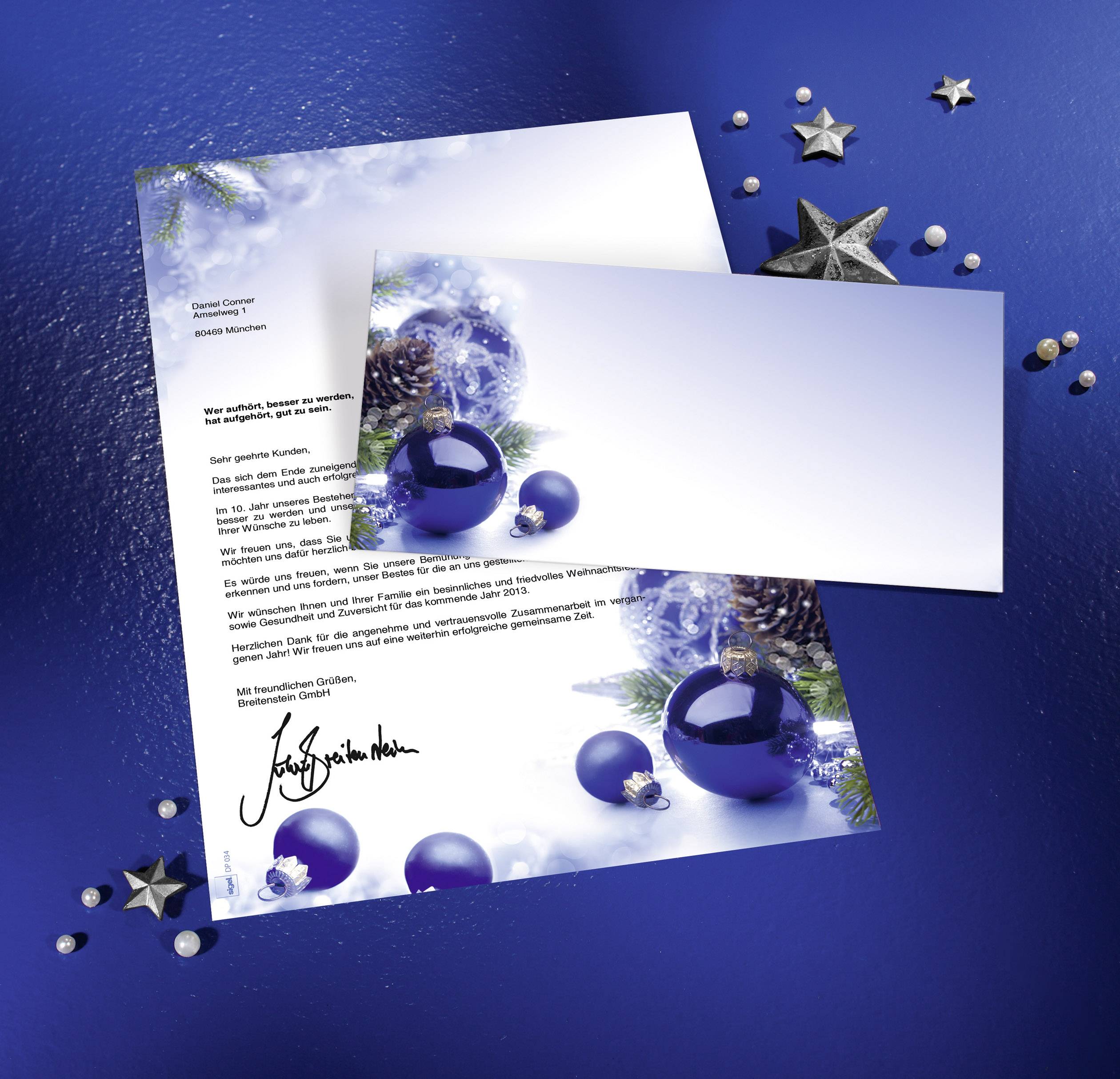 Sigel DU036 Briefumschlag Weihnachten Blue Harmony DIN lang 90 g/m² Mehrfarbig 50 St.