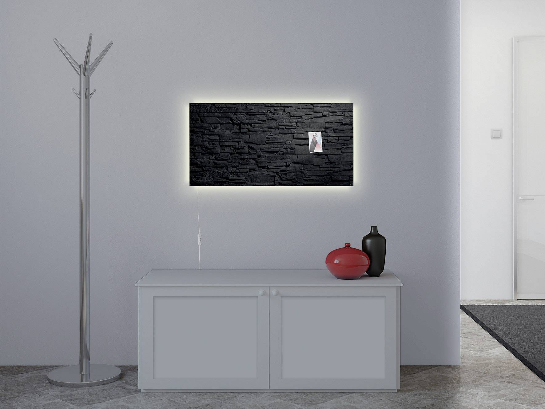 Sigel Glas-Magnettafel mit LED-Beleuchtung Artverum Schiefer Stone LED Light Schiefer (B x H) 91 cm x 46 cm GL407