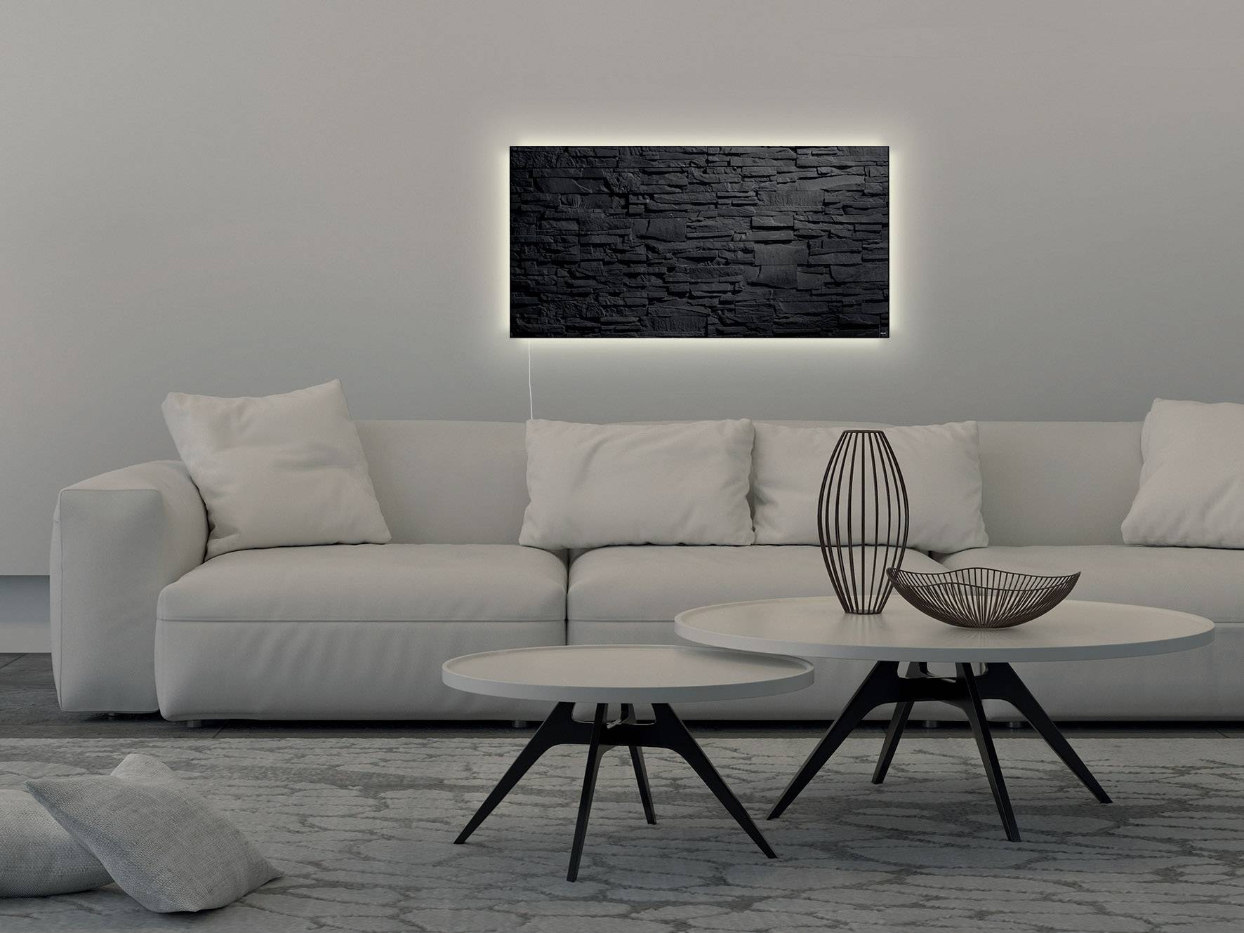 Sigel Glas-Magnettafel mit LED-Beleuchtung Artverum Schiefer Stone LED Light Schiefer (B x H) 91 cm x 46 cm GL407