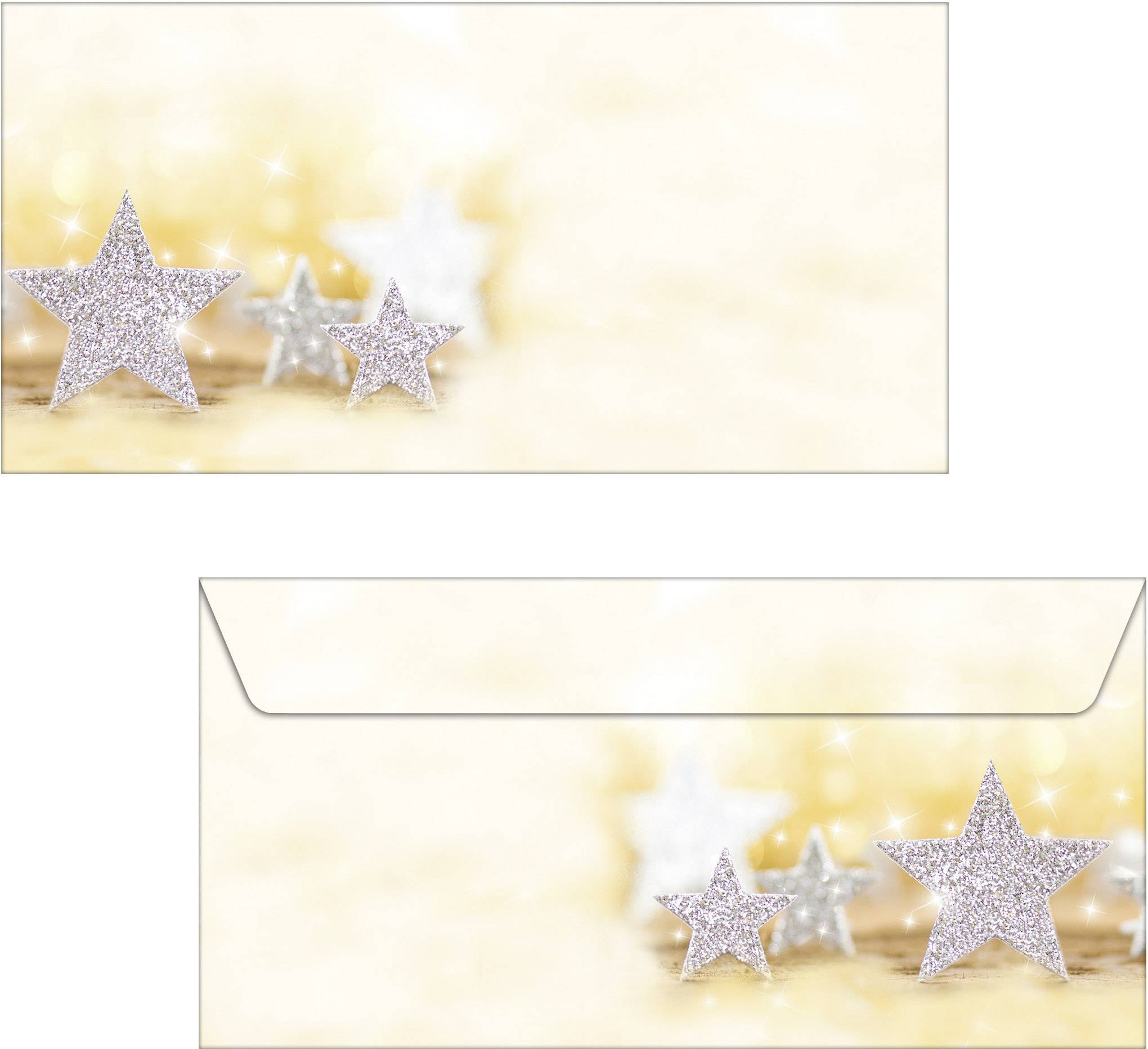 Sigel DU035 Briefumschlag Weihnachten Glitter Stars DIN lang 90 g/m² Mehrfarbig 50 St.