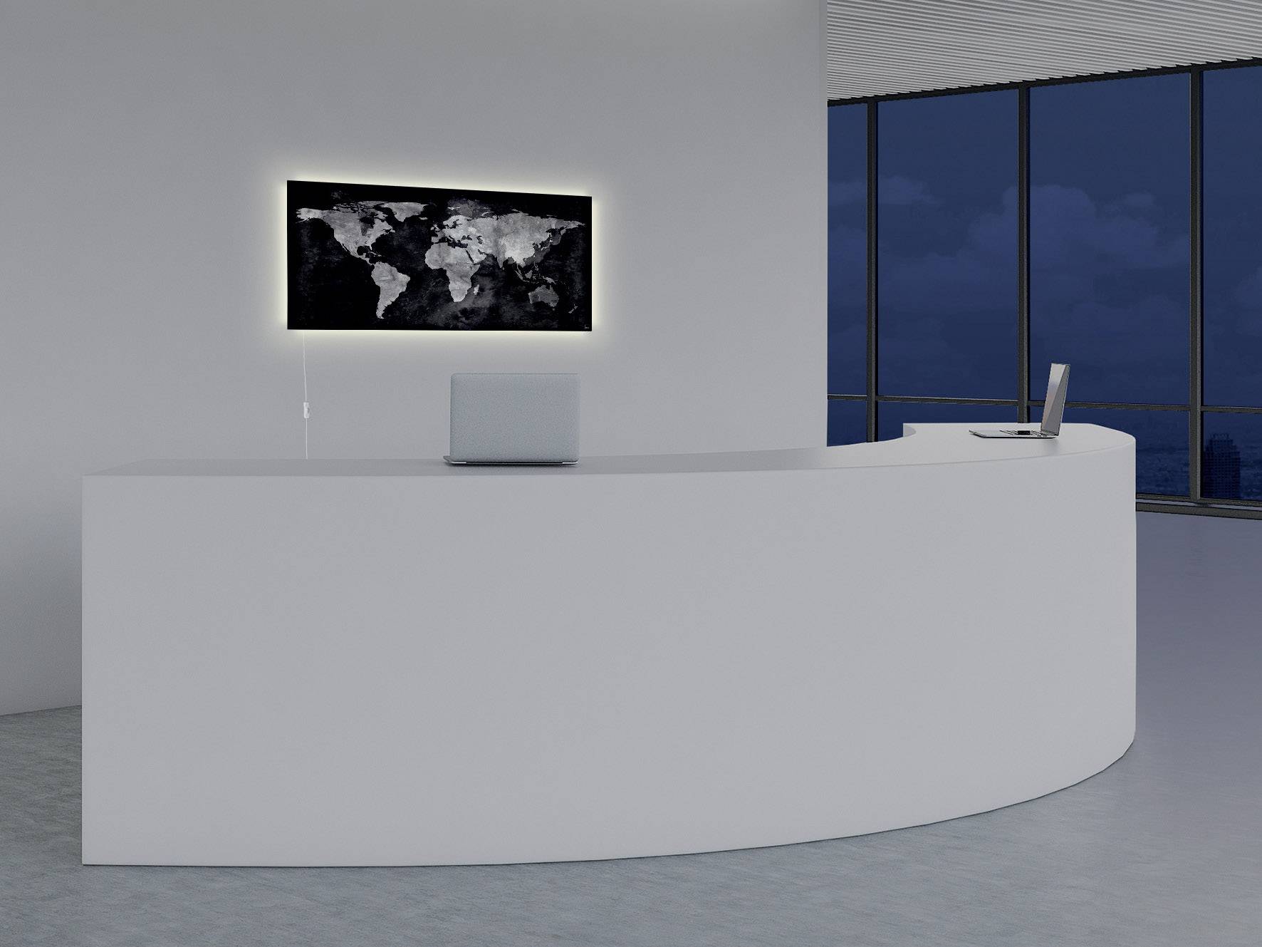 Sigel Glas-Magnettafel mit LED-Beleuchtung Artverum World Map LED Light Schwarz (B x H) 91 cm x 46 cm GL409