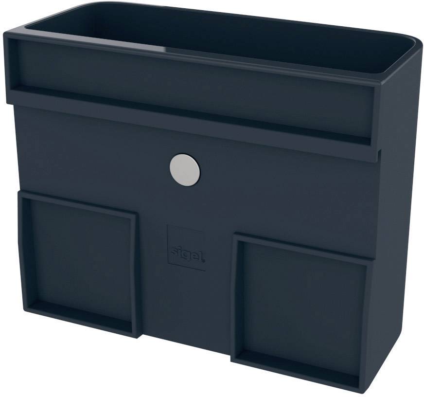 Ein schwarzer Wand-Organizer mit einem großen Fach oben und zwei kleineren Fächern unten, ideal zur Aufbewahrung von Post und Schlüsseln.