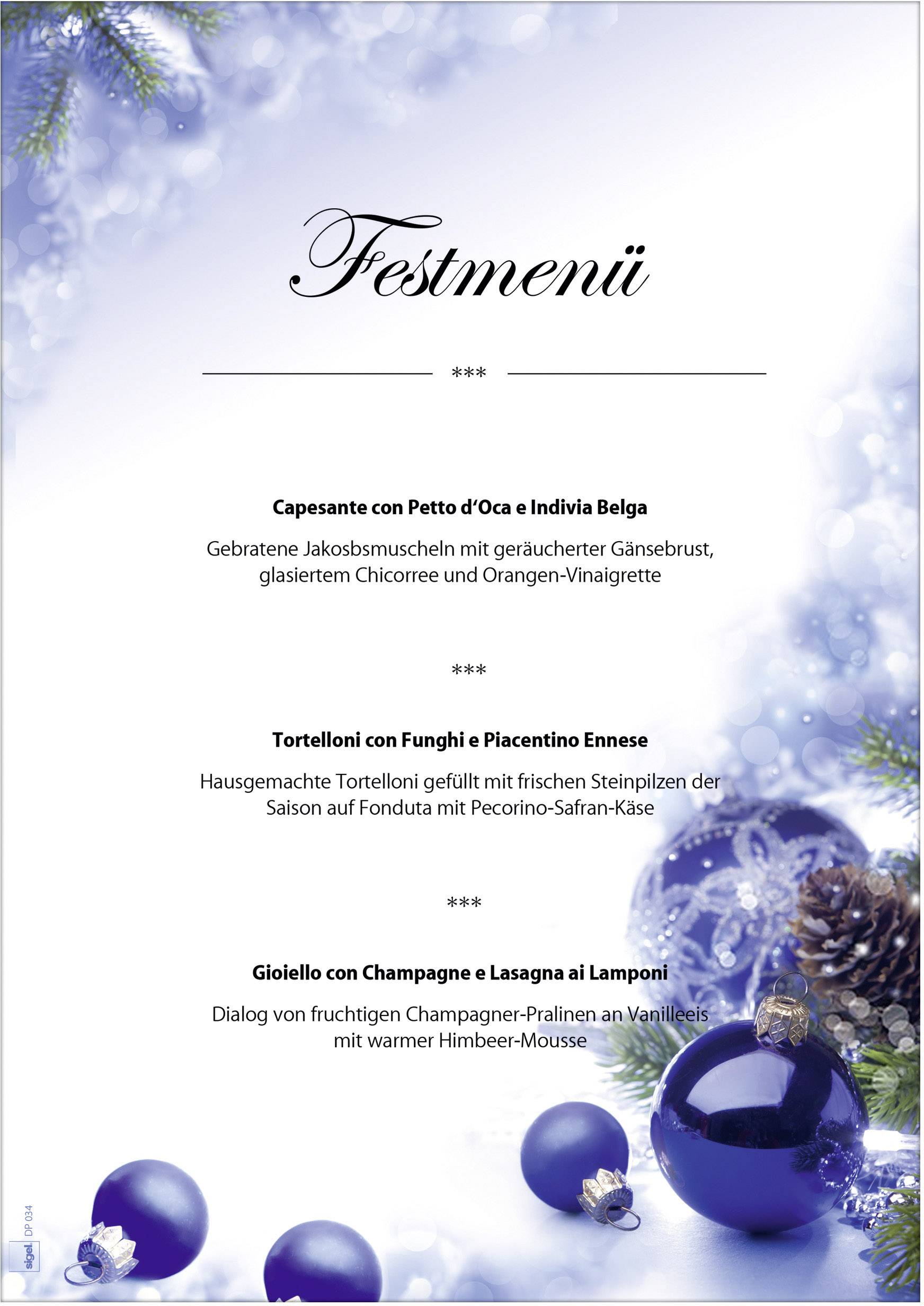 Sigel DP034 Motivpapier Weihnachten Blue Harmony DIN A4 90 g/m² Mehrfarbig 100 Blatt