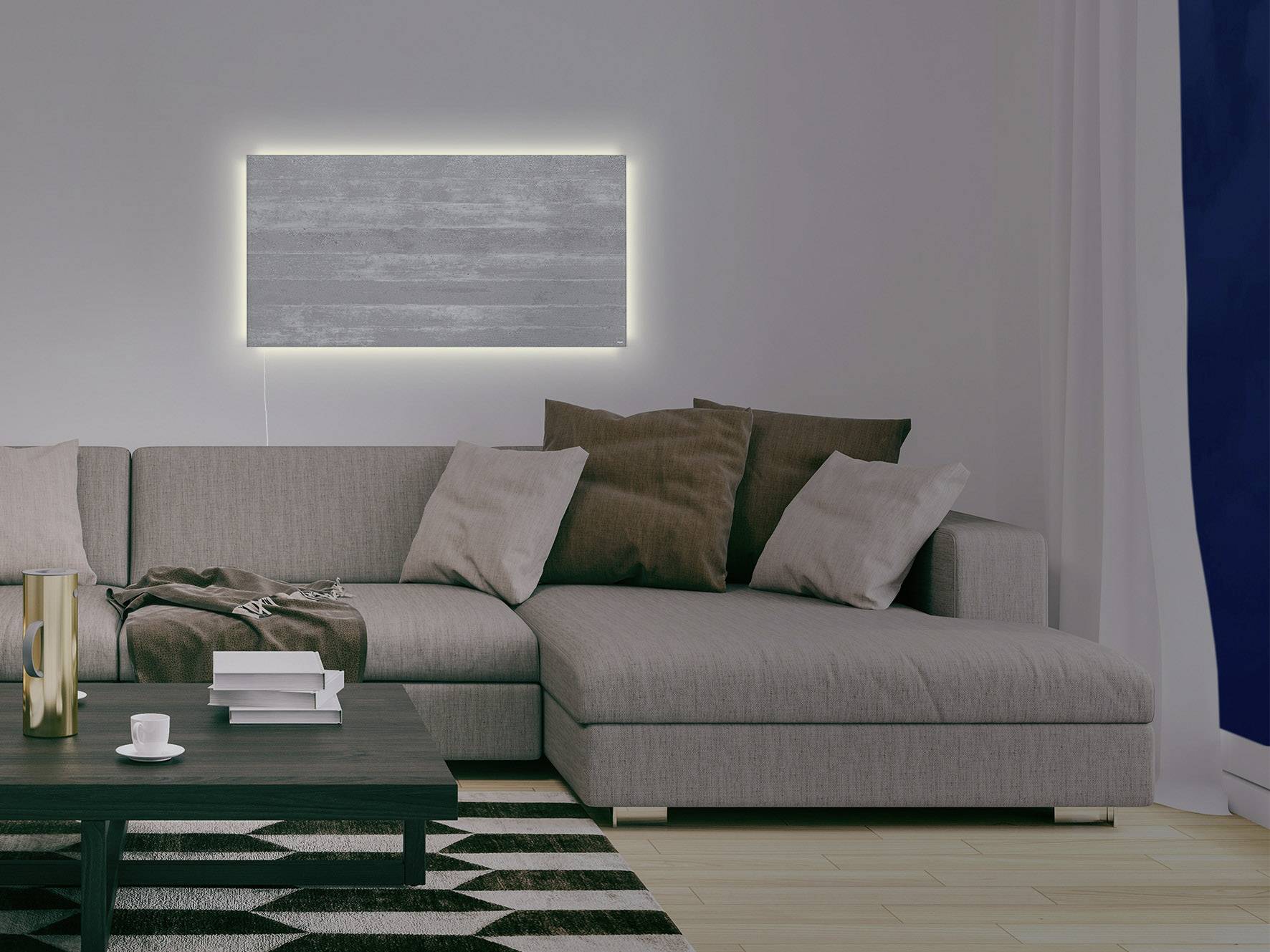 Sigel Glas-Magnetboard GL406 artverum® mit LED-Beleuchtung, Design Sichtbeton, 91x46 cm